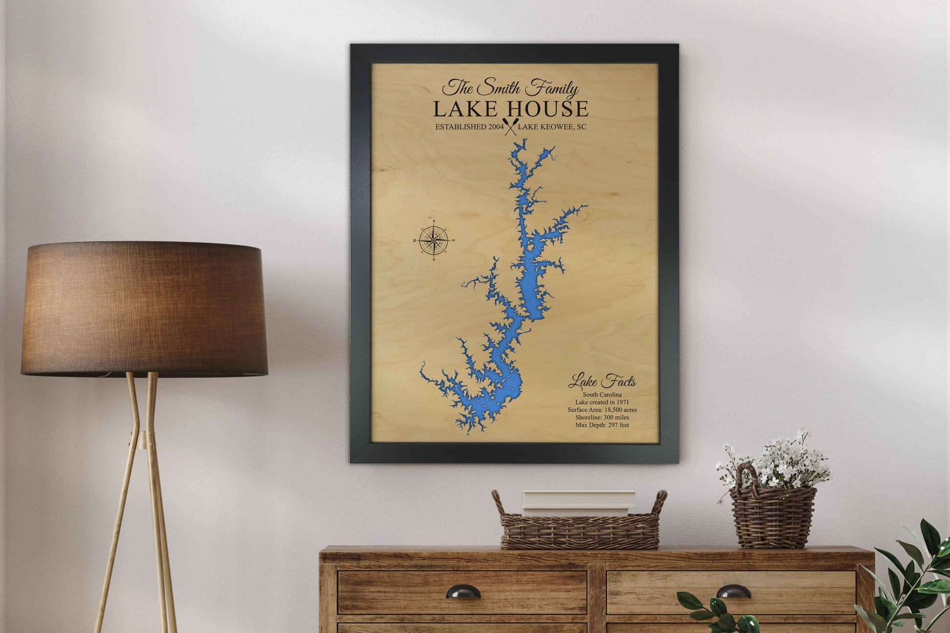 Lake Keowee, South Carolina - Notting Hill Designs - Custom Wood Maps