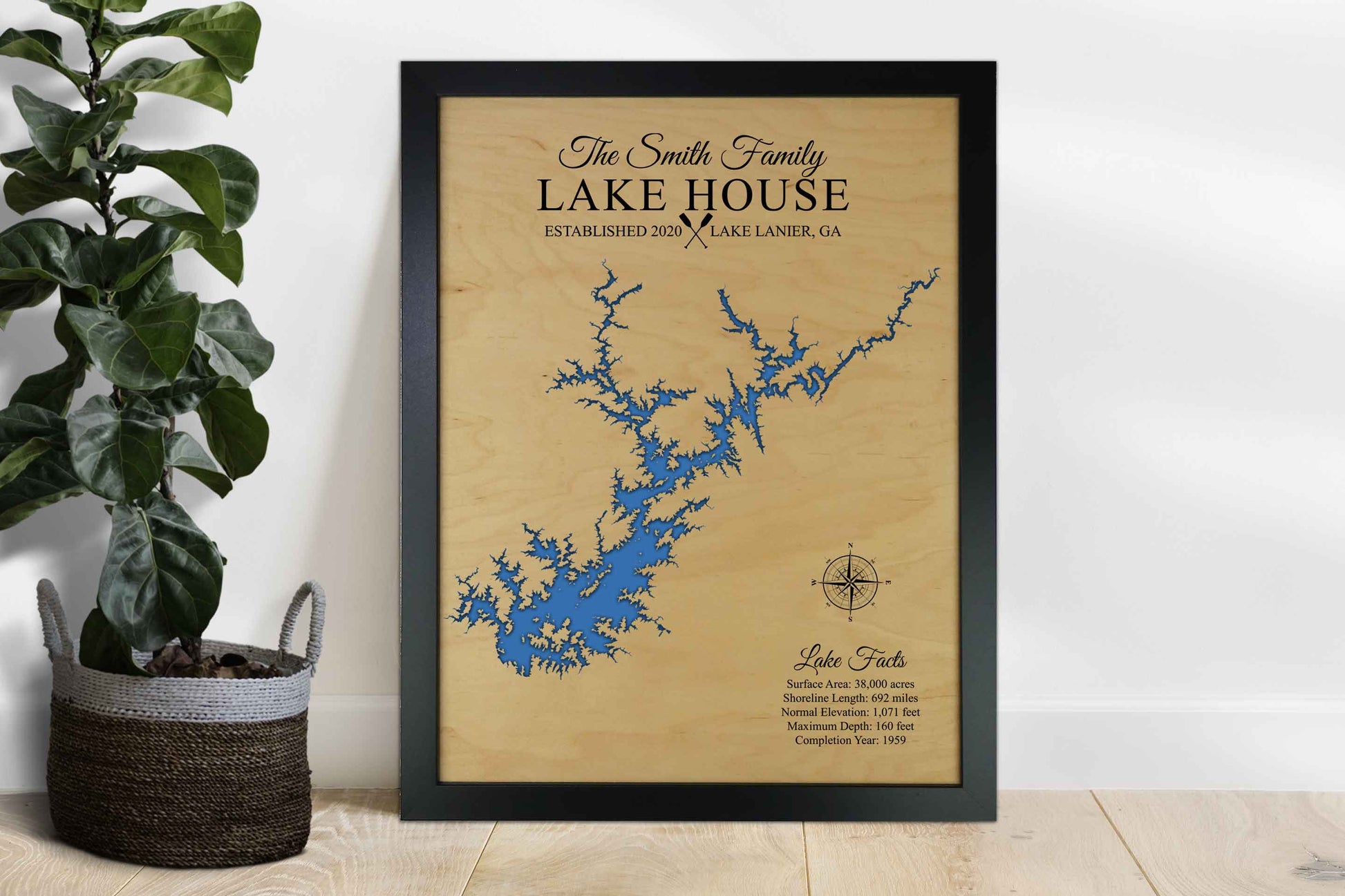 Lake Blueridge, Georgia - Notting Hill Designs - Custom Wood Maps