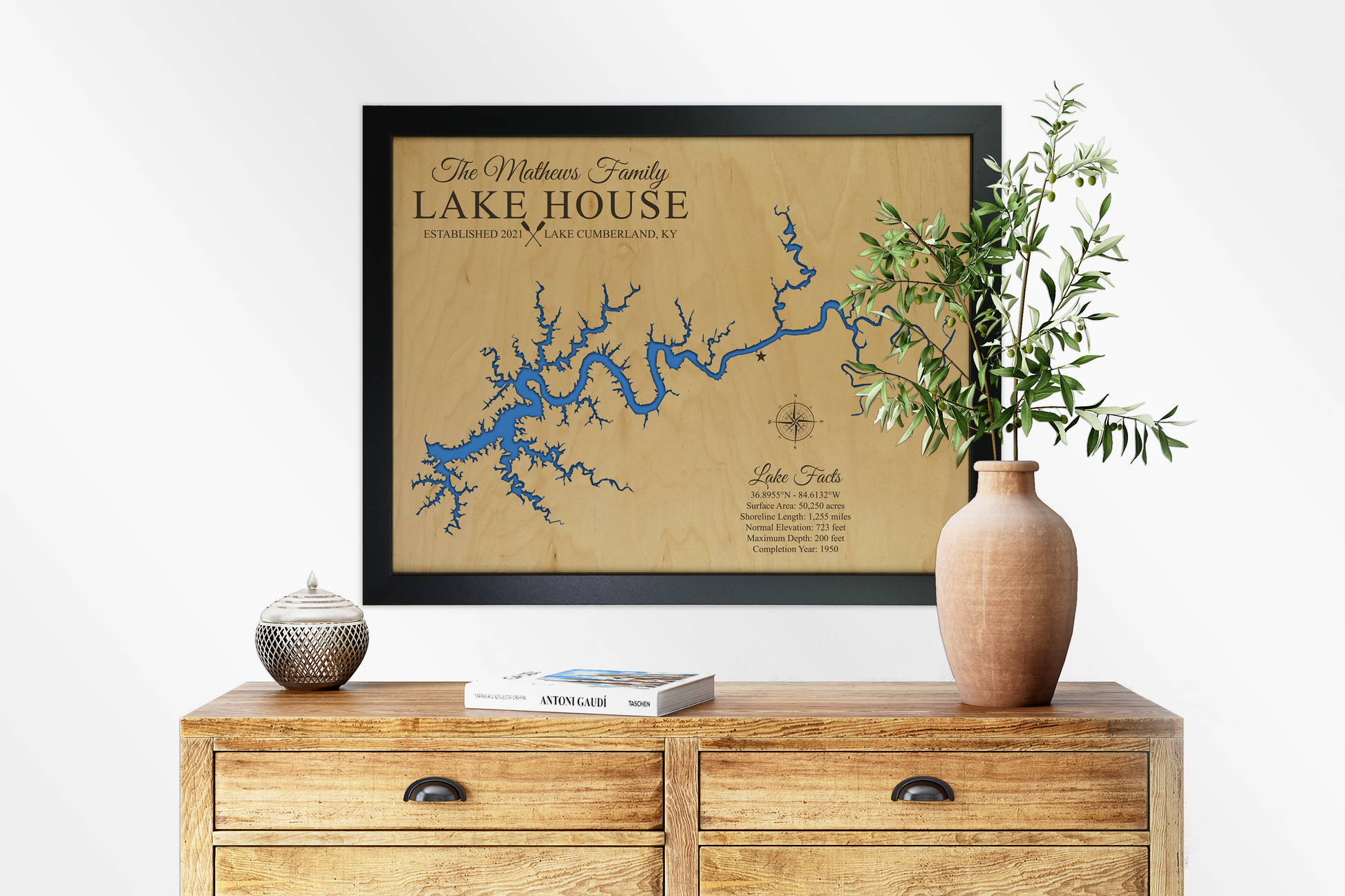 Lake Cumberland, Kentucky - Notting Hill Designs - Custom Wood Maps