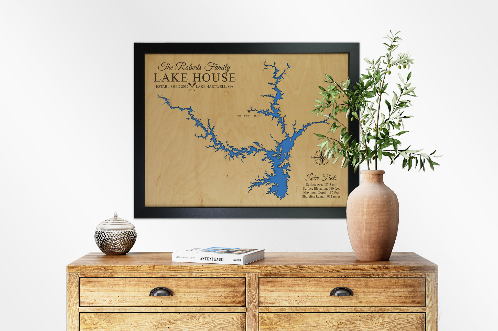 Lake Hartwell, Georgia & South Carolina - Notting Hill Designs - Custom Wood Maps