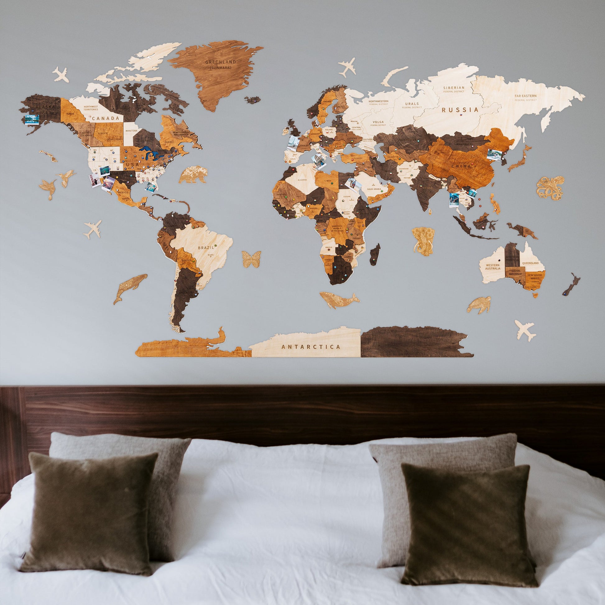 3D Wood World Map - Gifts ideas for world travlers